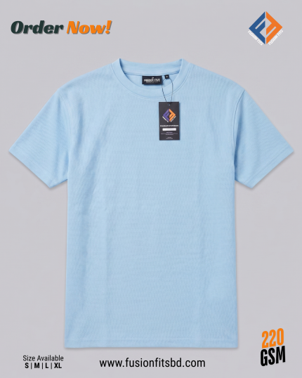 Sky Blue Plain Drop Shoulder