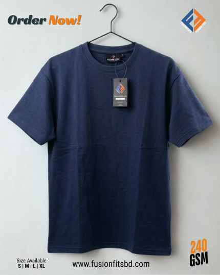 Navy Blue Plain Drop Shoulder